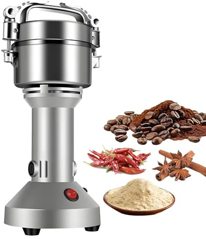 150g electriqu Molino de grano de alta velocidad 27000 R/min (plateado) | molino de harina molino de especias para molino de especias, nueces, cereales, con protección contra sobrecargas