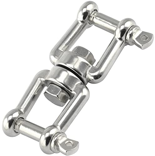 OPIOL QUALITY® Wirbel Gabel - Gabel aus Edelstahl A4 V4A Ankerwirbel Wirbelschäkel Kettenwirbel Drehwirbel Schäkel Doppelwirbel Wetterbeständig Öse Ösen