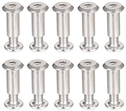 uxcell Screw Post Fit for 5/16(8mm) Hole Dia, Male M6x12mm Belt Buckle Binding Bolts Leather Fastener Carbon Steel 10 Sets
