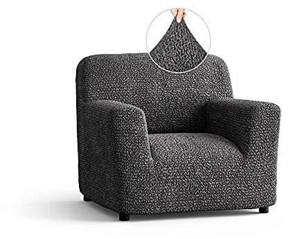 Menotti Chair Cover - Armchair Cover - Armchair Slipcover - Soft Polyester Fabric Slipcover - 1-piece Form Fit Stretch Stylish Furniture Protector - Microfibra - Grey (1 Seater)