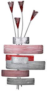 KunstLoft Wanddeko Metall | 100% HANDGEFERTIGT | 38x80x5cm | Wandbild Metall 'Blühende Schönheit' | Abstrakte Skulpturen | Grau Rot | Wandskulptur | Metalldeko Wand Wohnzimmer