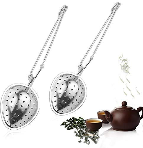 Zaloife Infusor de Té de Acero Inoxidable, Infusor te Colador dete Filtro de té Cuchara de Hojas de té Hierba Malla Filtro de Bola Filtro de Compresión Forma de té Infusor Pinza (Tea Strainer Spoon)