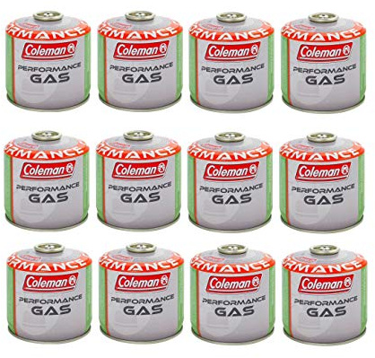 Prime 12 Stück - Gaskartusche Coleman C300 Performance mit Gewinde mit 240 g Gas (Mix Butan/Propan) für alle Coleman Produkte mit Schraubverbindung