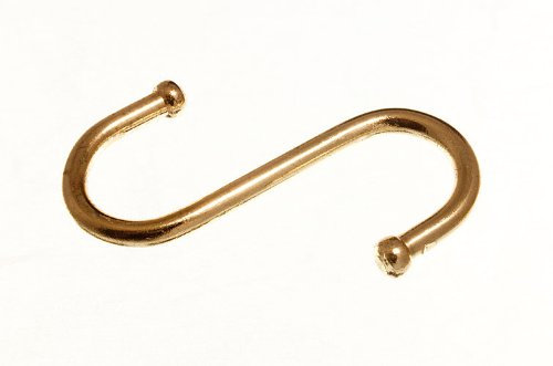 2 x Ball END S Hooks Pot Utensil Hanger Brass Plated Steel 75MM 3 INCH
