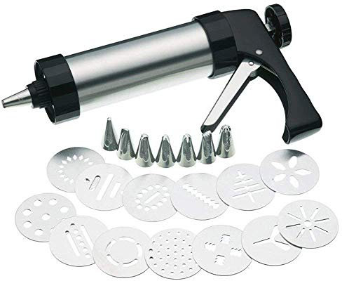 CSDJU Cookie Biscuit Press Icing Piping Kit Stainless Steel DIY Biscuit Cookie Pastry Gun for Cake Decorations (22 Pieces)