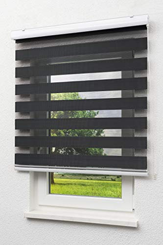 LYSEL Outlet Doppelrollo mit Blende Schwarz, (B x H) 60cm x 175cm