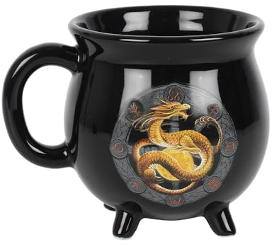 Black New Bone China Litha Cauldron Mug by Anne - 10cm x 10cm (1 Pc.) - Colour Changing Magic Mug, Unique Witchcraft Brew Design - Enchanting Gift - Perfect for Home Decor