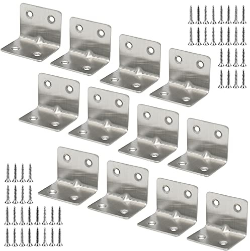 12 Stück Edelstahl Winkel 38 x 38 mm, Winkelverbinder 90 Grad L Klammern Eckwinkel Mit Schraube für Möbel Tabelle Stuhl Bücherregal Schränke Wandbefestigung Anbau