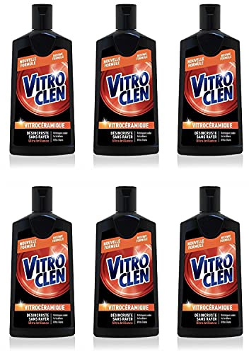 Vitroclen Flacon Nettoyant Crème 3 en 1 Vitrocéramique 200ml - Lot de 6