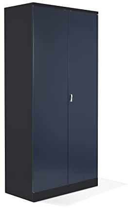 Schrank & Stuhl Aktenschrank Büroschrank Stahlschrank Flügeltürschrank mit 4 höhenverstellbaren Fachböden, 195­x92x42 cm, Schwarz/Anthrazit