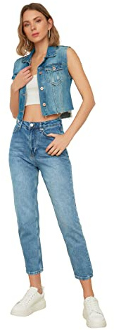 Trendyol Blue Wash High Waist Mom Jeans, 44 aux Femmes