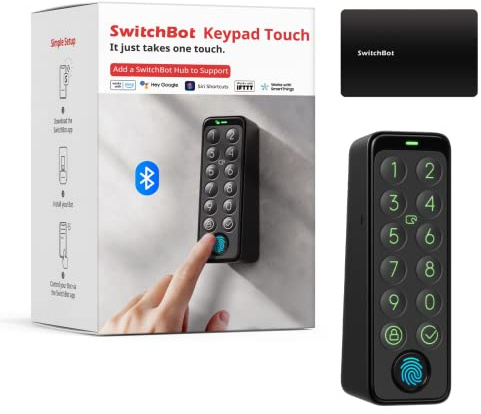 SwitchBot Smart Keypad Touch für SwitchBot Smartes Türschloss, schlüsselloser Zutritt per Fingerabdruck, IP65 wasserdicht, unterstützt virtuelle Passwörter für Haussicherheit
