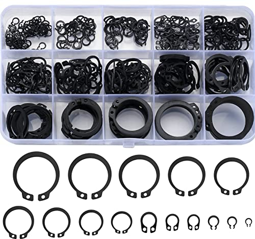 350 Pcs Circlips Set, E-Clips Snap Rings, External Retaining Ring Assortment Set, C-Clips, Snap Circlips Washer Split Buckle Washers, M4-M28