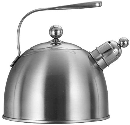 Bouilloire Sifflante Induction Bouilloire De Poêle À Induction Top Sifflement Mouillard 2,3 litres - Finition Mate en Acier Inoxydable avec Poignée De Poignée Douce Noire
