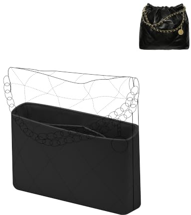 DGAZ Tasche Organizer für Chanel 22 Tasche, Seide Handtaschenorganisator Damen, Leicht Innentasche für handtasche (Schwarz, Small)