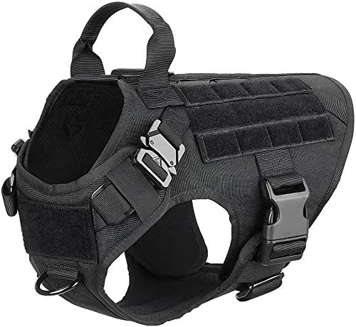 XTrador Special Force taktisches Brustgeschirr Hundegeschirr für mittelgroße und große Hunde mit Griff No Pull Sicherheitsgeschirr verstellbar gepolstert Zuggeschirr (Schwarz, M)
