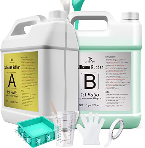 Kit de Caoutchouc de Silicone Liquide 9kg (8.3L) - Ratio de Mélange 1:1 avec Boîtier de Moule Réglable - Pour la Création de Moules à Résine, Savon, Bijoux et Loisirs Créatifs DIY