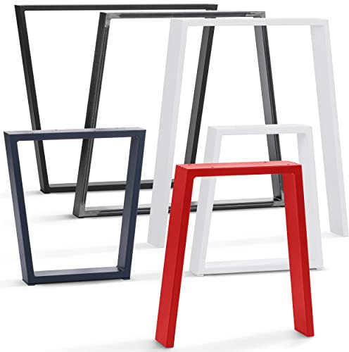 HOLZBRINK Pata de Mesa de Forma Trapezoidal para Mesa de Centro/Banco/Escritorio, 30/40x43cm, profil 100x20,Negro, 1 Unidad, HLT-22-C-BB-9005