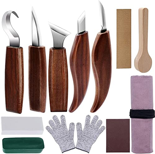 Ensemble D'outils de Sculpture Sur Bois, 12 pièces, Set d'Outils de Sculpture en Bois, Kit de sculpture sur bois de qualité supérieure, Kit de Sculpture de Cuillères en Bois