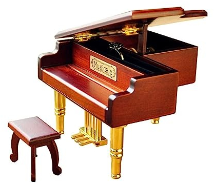 UWALLS Spieluhr Exquisite Klavier-Spieluhr, hochglänzender brauner Flügel und Tisch, for Basteln von Musik Geschenke