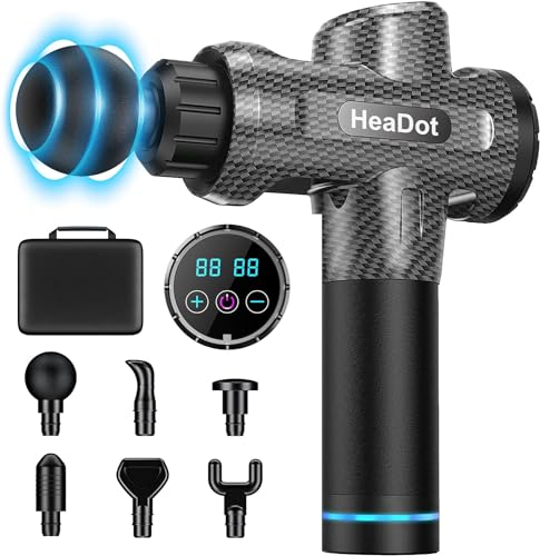 HeaDot Massagepistole Massage Gun, Elektrisches Massagegerät mit 6 fit gun und 30 Geschwindigkeiten für Nacken Schulter Tiefe.