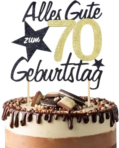Torten Deko 70. Geburtstag Mann Frau - Happy 70th Birthday Cake Topper Kuchen Topper Kuchendeko Gold für 70. Geburtstag Frauen Männer
