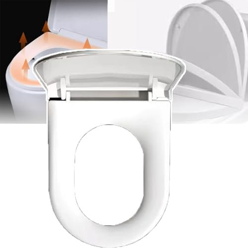 QIeAny Toilettensitz Weiß, 37 °C Sitzring Konstante Temperatur, Langsam Absenkbare Abdeckung/geräuschlos, Auslaufschutz/wasserdichte Schnittstelle Mit Knopf, 59,06-Zoll-Netzkabel,A