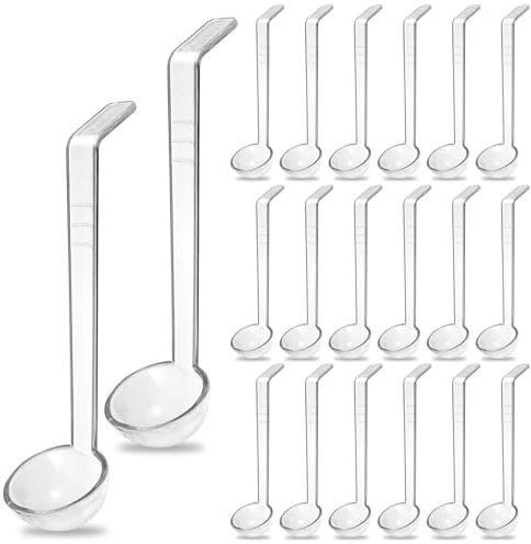 20 PCS 1 oz Plastic Soup Ladle with 7 Inches Long Handle, Mini Ladle Spoon for Serving Salad Dressings Punch Bowl Sauces and Toppings(Transparent)
