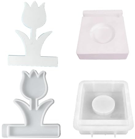 KAHDGSS Bougeoir Tulipes Moules en Silicone Bricolage Moulages Moules Chandeliers De Fleurs Résines pour Décorations Tulipes Résines Chandeliers Décorations De Table en Silicone