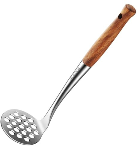 Schiacciapatate – Piccolo schiacciapatate in acciaio inox con manico in legno, strumento per uova, fagioli, carne, verdure, bacche