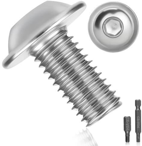 Pyroclasia 15 Tornillos de Cabeza Alomada M8x20 Tornillos de Acero Inoxidable A2 V2A ISO 7380 Plana Tornillo de Rosca Completa con Brida Hexágono Interior para Reparación de Maquinaria y Muebles