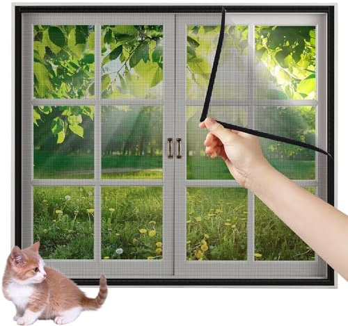 Insektenschutzrollo Fliegengitter für Fenster,W170xH180cm Fliegengitter Tur Selbstbausatz Automatisches Schließen Innovativ Schwarz