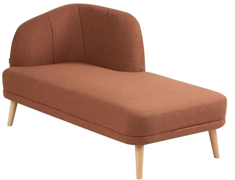 Chaiselongue Stoff gold braun mit Holzbeinen linksseitig Récamiere Tanlay