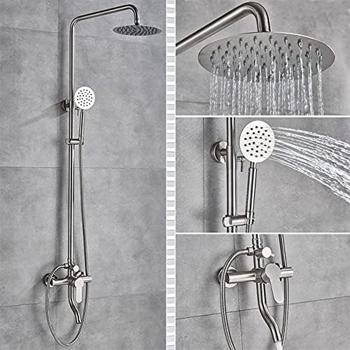 QUEAWOQ Baño 304 Juego de Ducha de Lluvia Grande Cepillado Mezclador de baño Grifo de Ducha de baño Ducha de Agua fría y Caliente Montado en la Pared, Estilo D, Estilo C Octopus Feet