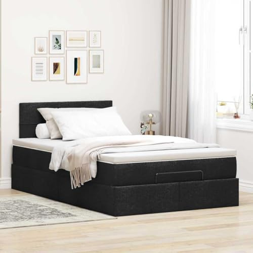 Willood Boxspringbett mit Matratze Großer Stauraum unter dem Bett Schwarz 120 x 200 cm Block mit Quadraten