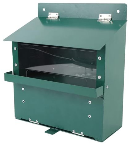 Eichhörnchen-Futterstation aus Metall, Transparente Acrylplatte, auf Einem Picknicktisch Montierte Futterbox für den Garten, Robuste Eisenkonstruktion, Erosionsbeständige Farbe,