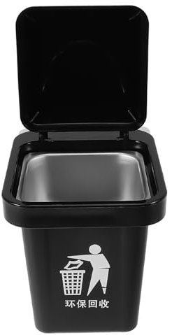 PRETYZOOM Petite Poubelle Suspendue Avec Couvercle, Mini Poubelle Murale Pour Camping-car, Voiture Et Bureau, Gain De Place, Pratique Pour Voyage, Matériau Solide, Couleur Noire