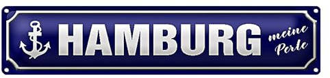 Blechschild Hamburg | meine Perle | Maritimes Design | Wanddeko | 10 x 46cm