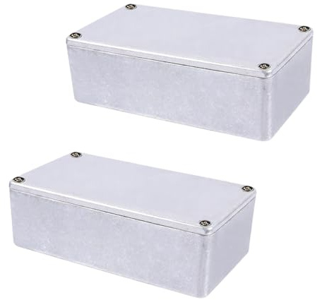 LKRXW 2 Stück 1590N1 125B Gitarren Effektpedal Gehäuse Stompbox Aluminium-Druckguss-Gehäuse Elektronik Projektgehäuse Metall Druckguss Alu Gehäuse Gitarreneffektpedal 122mmx66mmx39,5mm