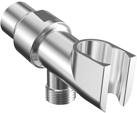 Hibbent Universal All Metal Handheld Shower Head Holder, Adjustable Solid Brass Shower Wand Holder, 2 Size Shower Bracket Holes for Bathroom, Fits All Handheld Showerhead Hoses & Shower Arm, Chrome