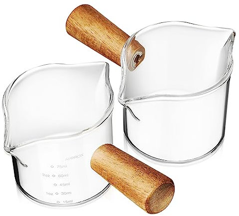 Gatuida 2 Pezzi Bicchiere da Espresso in Vetro 100ml, Misuratore per Latte e Caffè, Design Antigoccia per Ristorante e Buffet