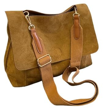 ZSHDTKWB Borse a Tracolla da Donna Borsa per La Spalla in Pelle Scamosciata Marrone Smerigliata Inverno retrò di con Donna-Marrone
