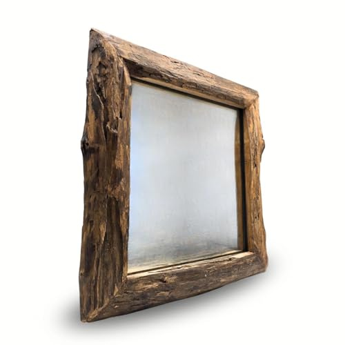 CREEDWOOD Holz WANDSPIEGEL Hennes | 60x60cm, Massivolz | Quadrat Flurspiegel, Schlafzimmerspiegel, Badspiegel, Massivholz Spiegel