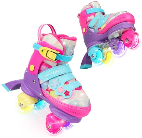 LEVYTEMP Kids 3-in-1 Adjustable Roller Skates | Inline, Tri-Skates & Quad Skates for Girls Light Up Wheels, Size Adjustable, Safe & Breathable Design, for Boys & Girls
