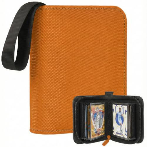 1 Pocket Card Binder–Collectible Trading Card Album, Single Card Holder with 20 Pages, Holds 40 Cards, Side-Loading Mini Binder for TCG, MTG, Sports, Baseball,Football,Small Sports Card Book,Orange