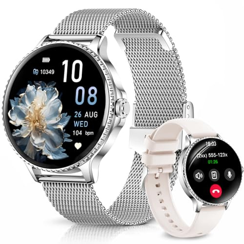 Smart Watch for Women Answer/Make Call, 1.27'' HD Fitness Watch with Heart Rate/Sleep/SpO2 Monitor, New Smartwatch with 120+ Sports Modes, IP68 Waterproof Activity Tracker for Android iOS, Silver