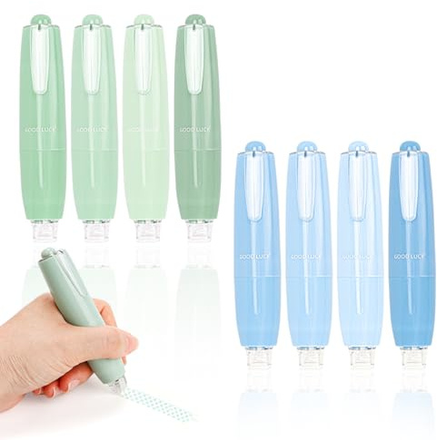 Encuryna 8 Stück Klebestift zum Aufdrücken Doppelseitiger,Kleberoller Doppelseitiges Klebeband Roller Stift, Fotokleber Klebestift für Fotos, Scrapbook, Fotoalbum, Schule und Büro