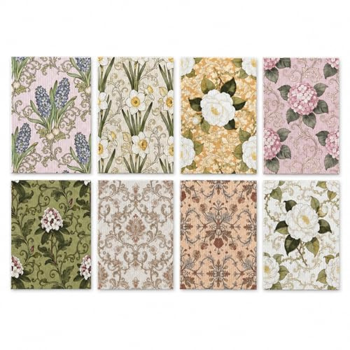 Leseogye 8pcs Swedish Dishcloth, Super-absorbent Cleaning Cloth, Biodegradable Compostable Dish Cloths, Reusable Plastic-free Dishcloths for Dishes, Surfaces (Flower)