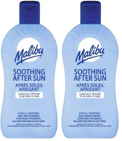 Malibu Sun After Sun Soothing Moisturising Lotion, Cooling & Hydrating with Aloe Vera, Vitamin E & Allantoin, After Sun Moisturiser for Sun-Exposed Skin, Original, 400ml (Pack of 2)