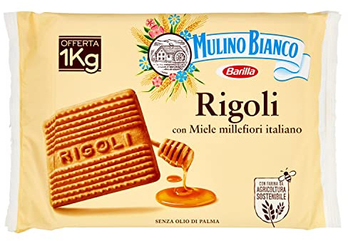 Mulino Bianco Biscotti Frollini Rigoli con Miele Millefiori Italiano, 1 Kg